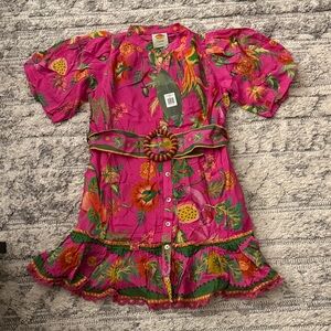 FARM Rio Pink Dress with Tropical Print